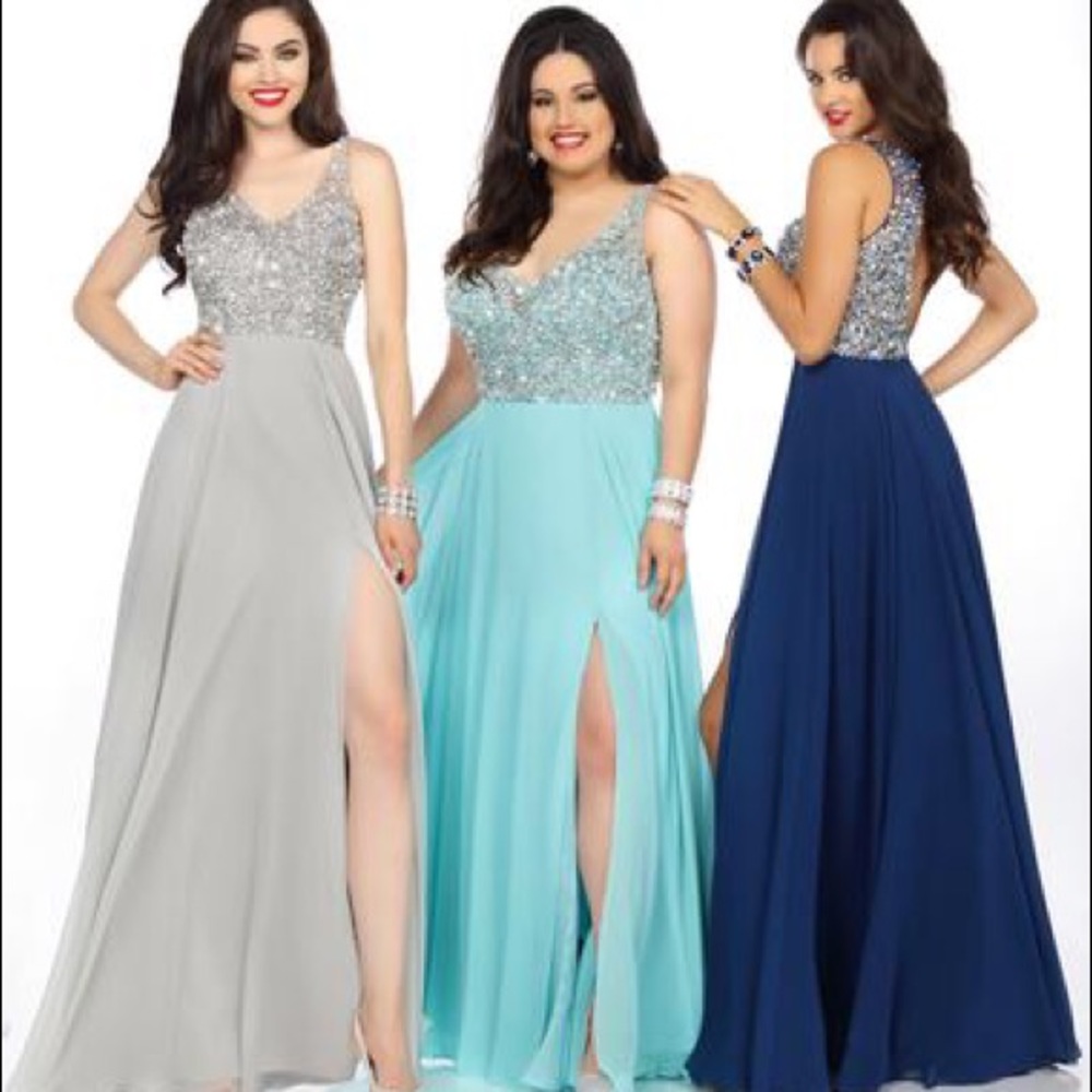 Brand New Midnight Blue Embellished Chiffon Dress